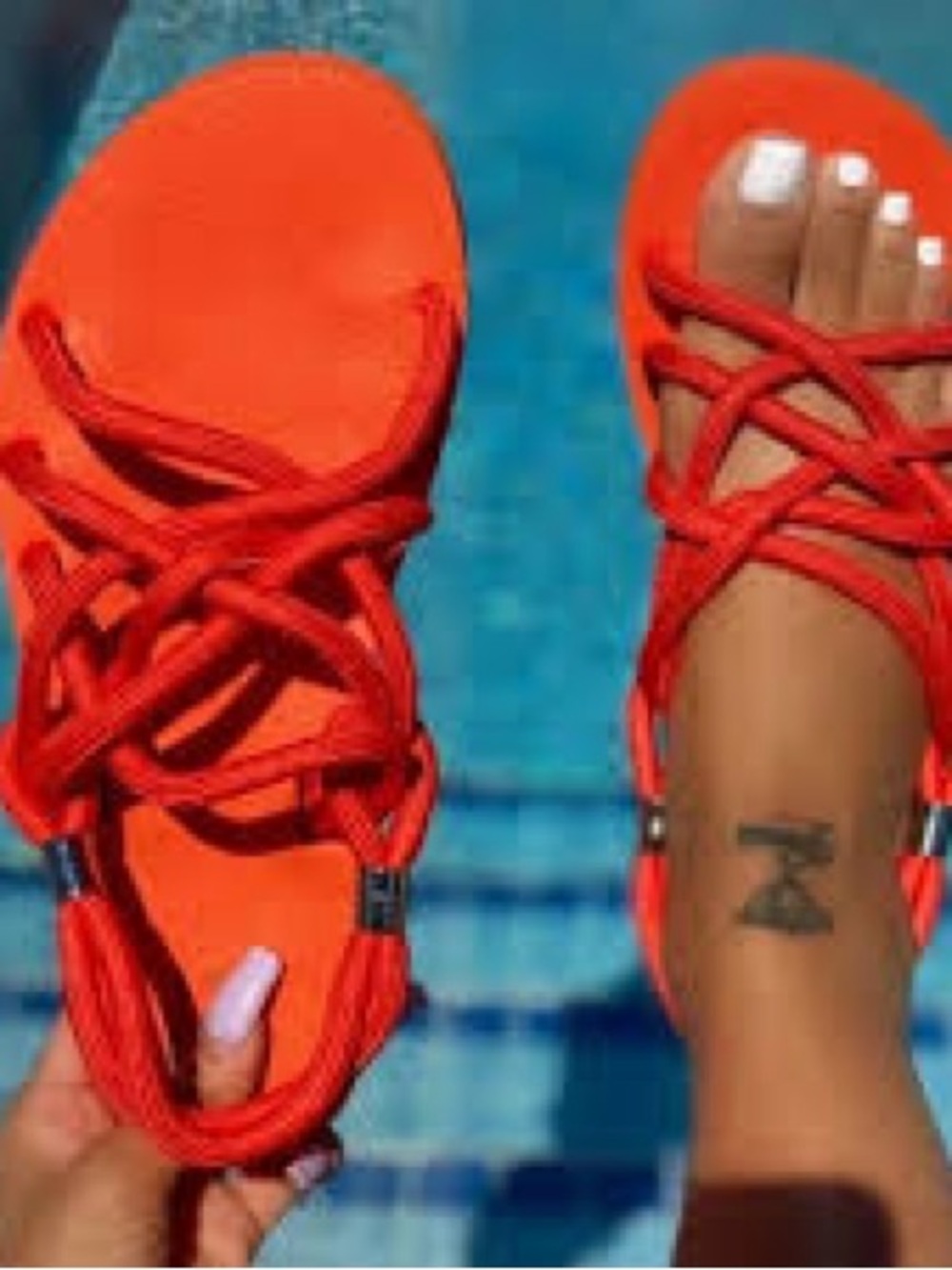 Women’s Strappy Rope Sandals - Vibrant Orange